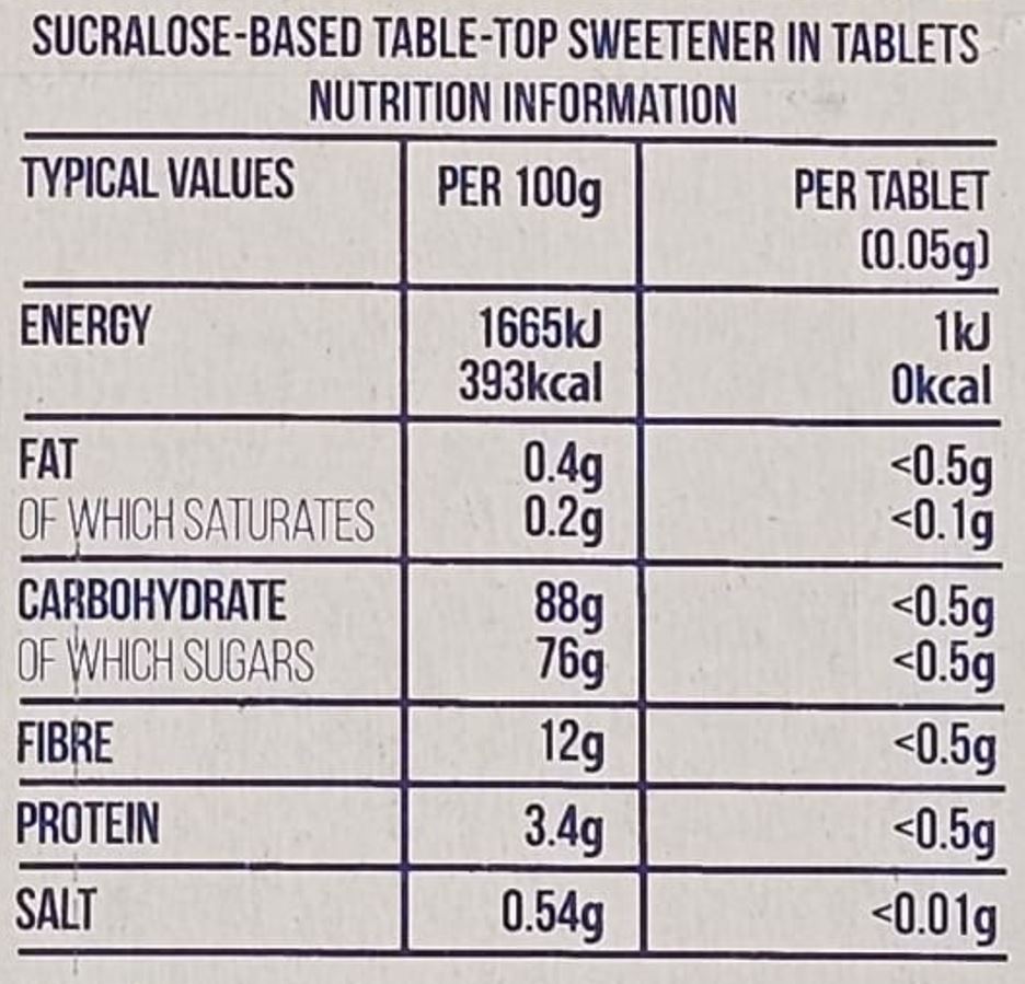 Tate & Lyle Sweetener Tablets – Zero Calorie Sucralose (300 Tablets)