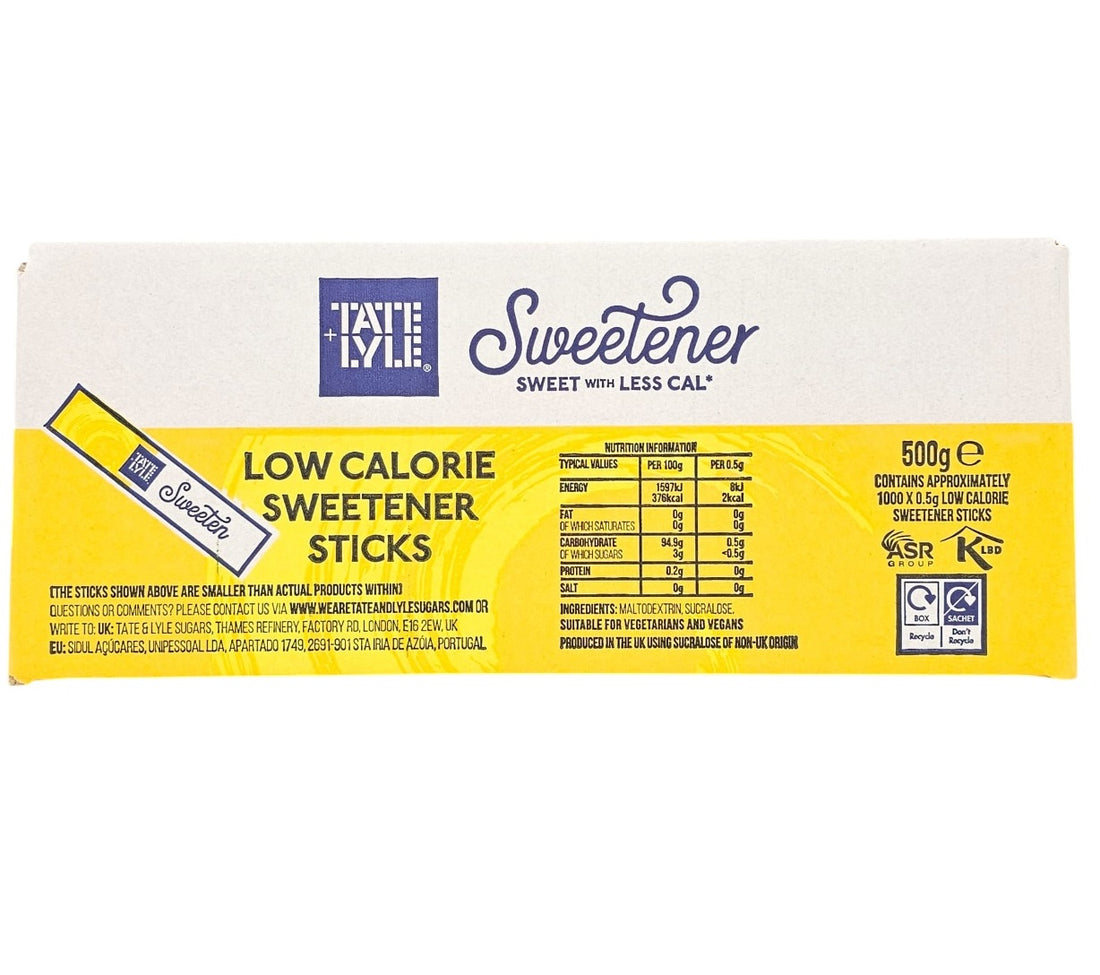 Tate & Lyle Sweetener Sticks (Sucralose) – Low Calorie Vegan Sugar Substitute