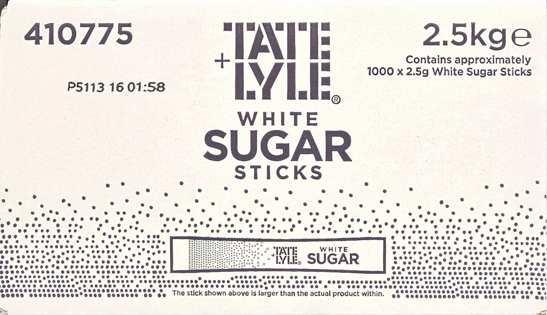 Tate & Lyle White Sugar Sticks – 1000 Sachets (2.5g Each) – 2.5kg Box