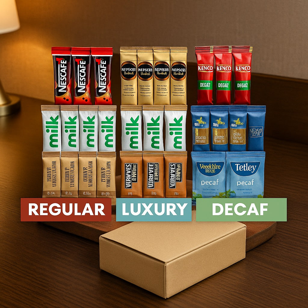 Office & Hotel Tea Coffee Sachet Set – Regular, Luxury & Decaf Options