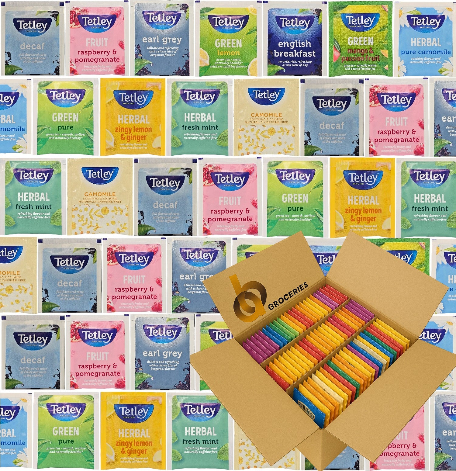 Tetley Mixed Tea Bags Variety Pack – Individually Wrapped Envelope Tea 15 50 100