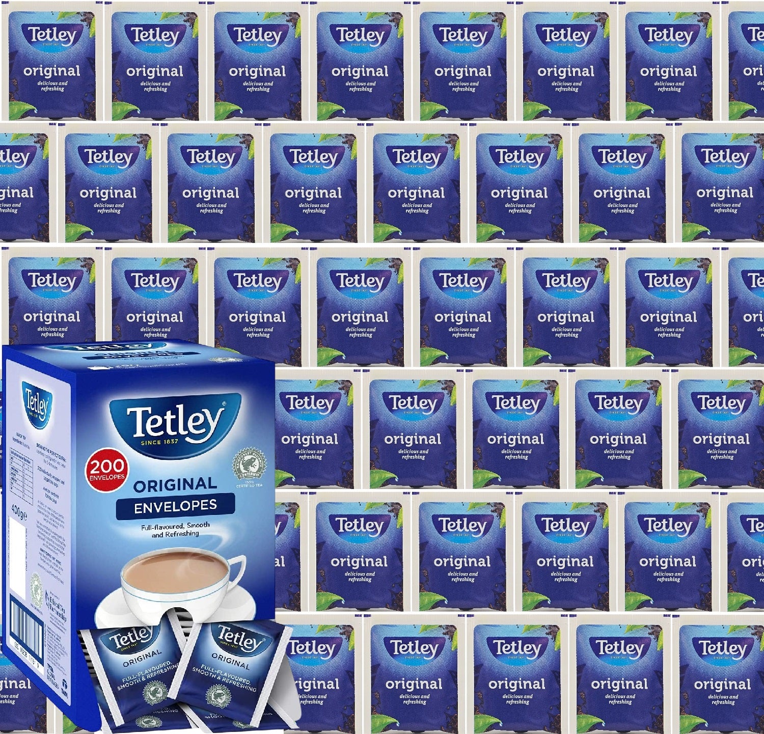 Tetley Individually Wrapped Envelope Tea Bags – Original or Decaf