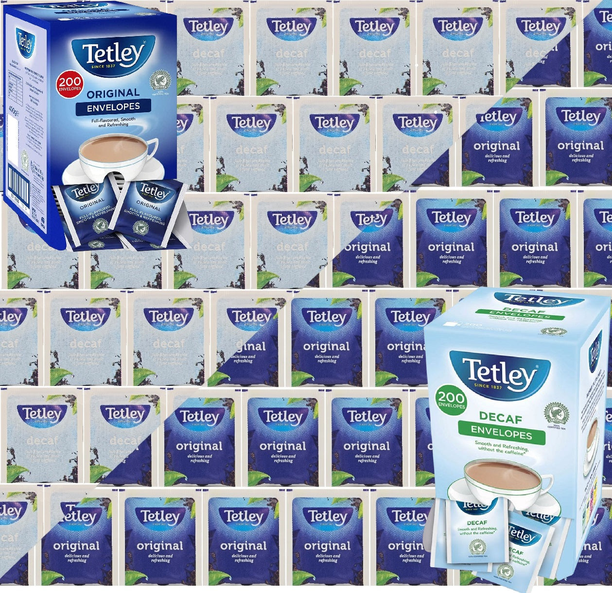 Tetley Individually Wrapped Envelope Tea Bags – Original or Decaf