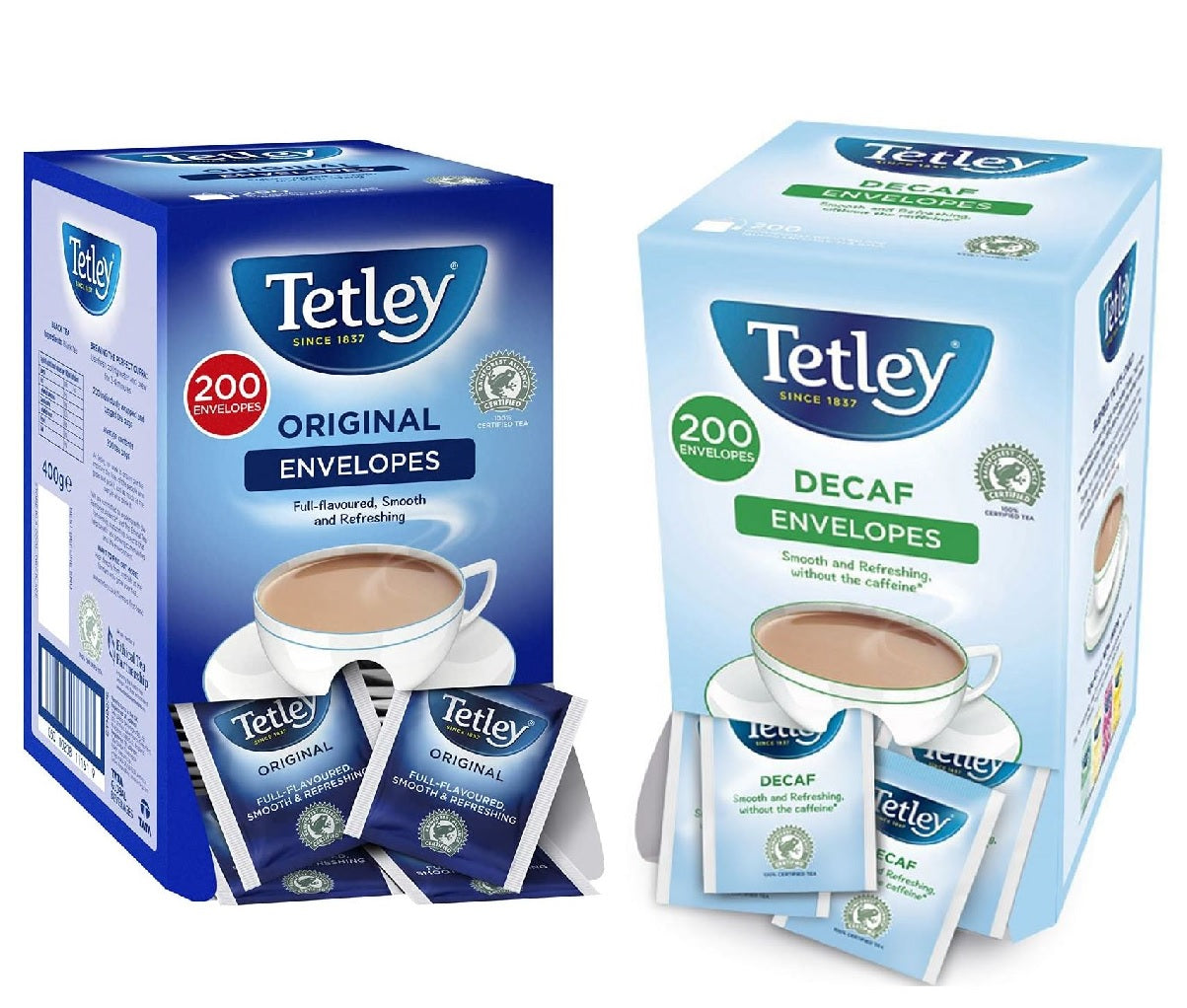 Tetley Individually Wrapped Envelope Tea Bags – Original or Decaf