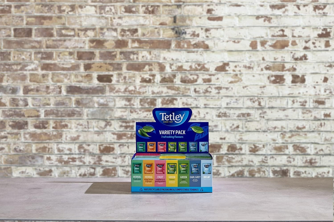 Tetley 90 Enveloped Tea Bags Variety Pack (String & Tag) – Display Box