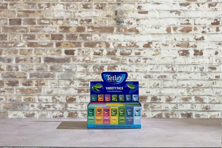 Tetley 90 Enveloped Tea Bags Variety Pack (String & Tag) – Display Box