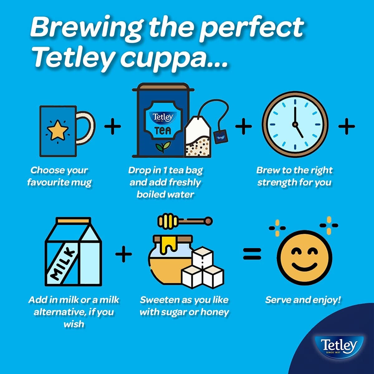 Tetley Individually Wrapped Envelope Tea Bags – Original or Decaf