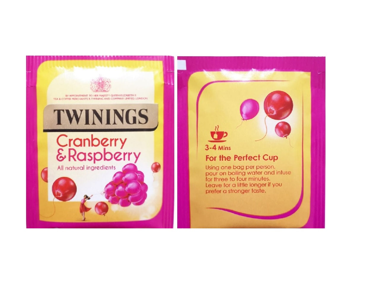 Twinings Cranberry & Raspberry Herbal Tea Bags – Individually Wrapped (20 or 80 Pack)