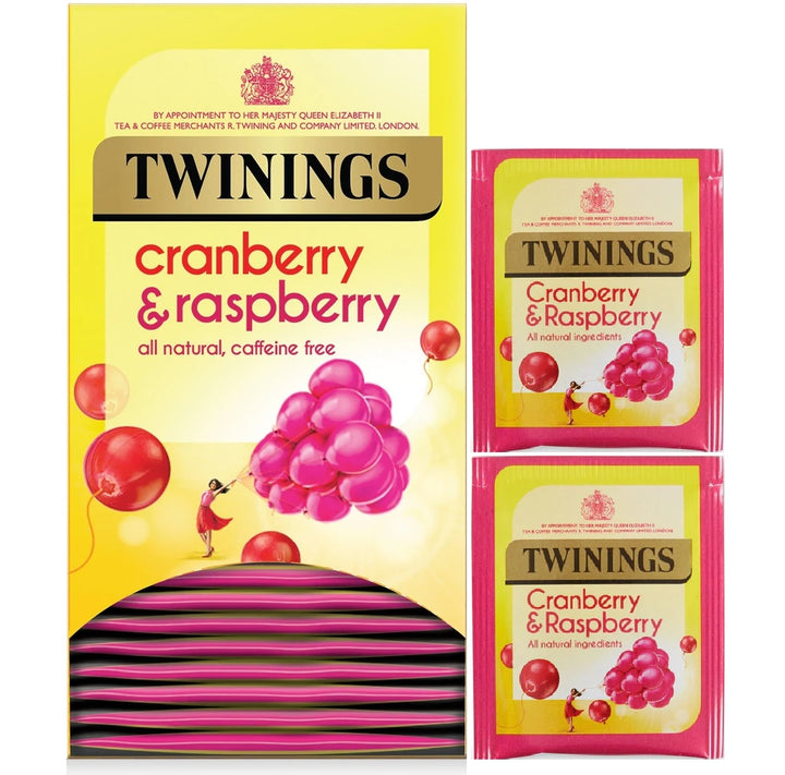 Twinings Cranberry & Raspberry Herbal Tea Bags – Individually Wrapped (20 or 80 Pack)