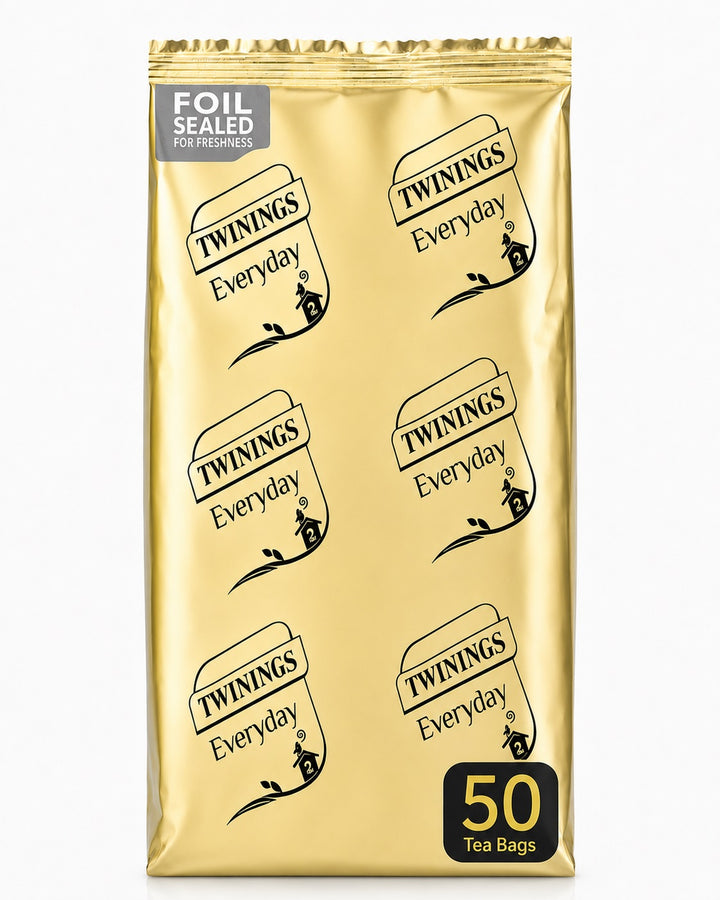 50 Twinings Everyday Black Tea Bags Foil Sealed Outer Pack Office Hotel Catering