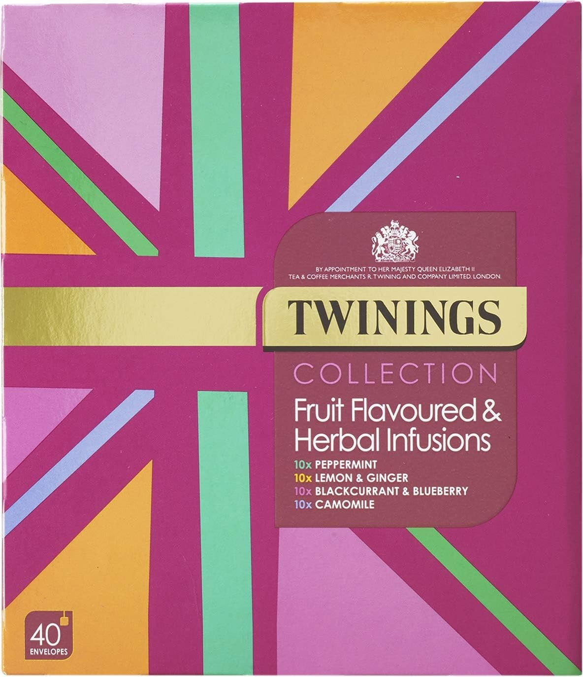 Twinings Fruit & Herbal Tea Selection Gift Box – 40 Sachets | Peppermint, Lemon & Ginger, Blackcurrant & Blueberry, Camomile