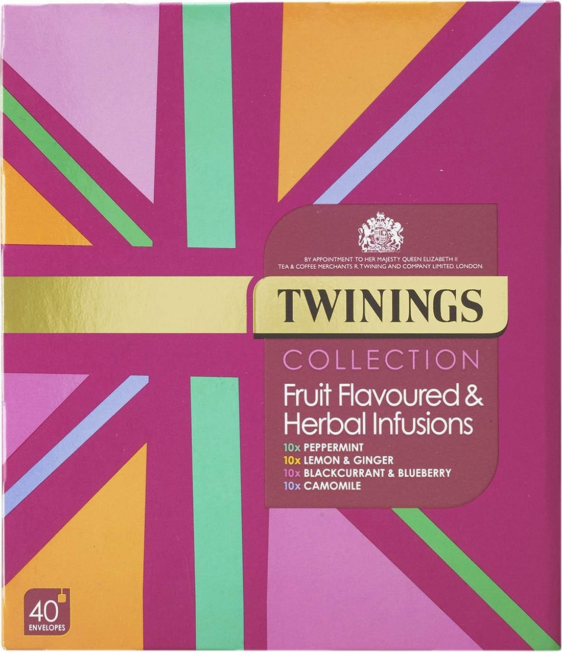 Twinings Fruit & Herbal Tea Selection Gift Box – 40 Sachets | Peppermint, Lemon & Ginger, Blackcurrant & Blueberry, Camomile