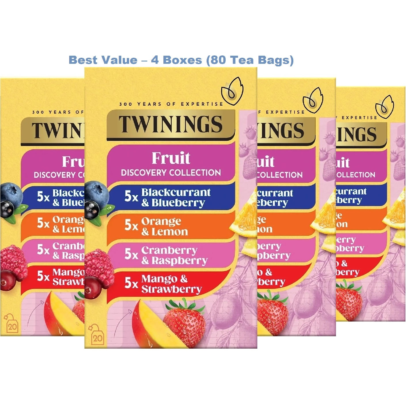 Twinings Fruit Discovery Collection Herbal Tea Bags – 20 or 80 Individually Wrapped