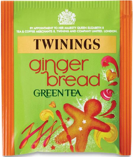 Twinings Gingerbread Green Tea Bags – Individually Wrapped Envelopes (20 or 80 Pack)