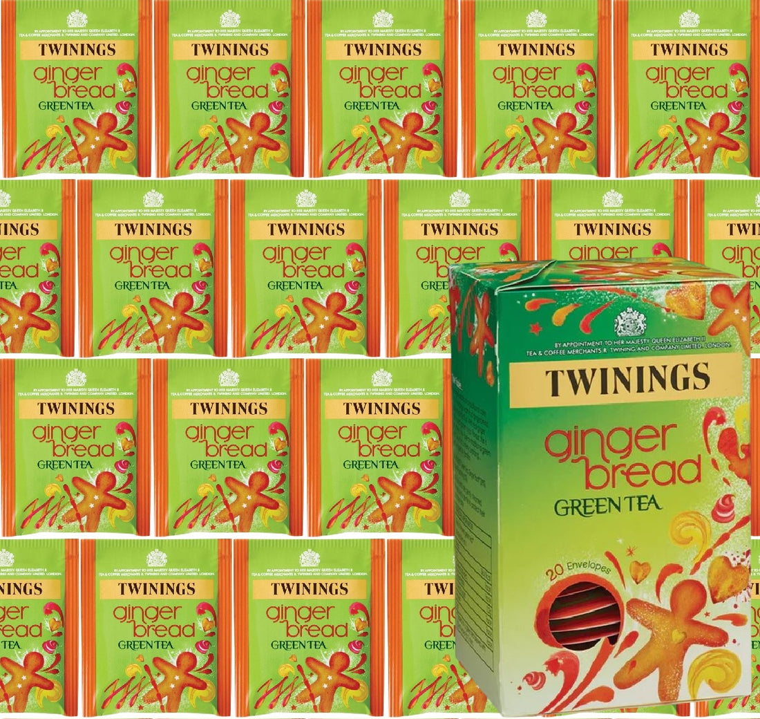 Twinings Gingerbread Green Tea Bags – Individually Wrapped Envelopes (20 or 80 Pack)
