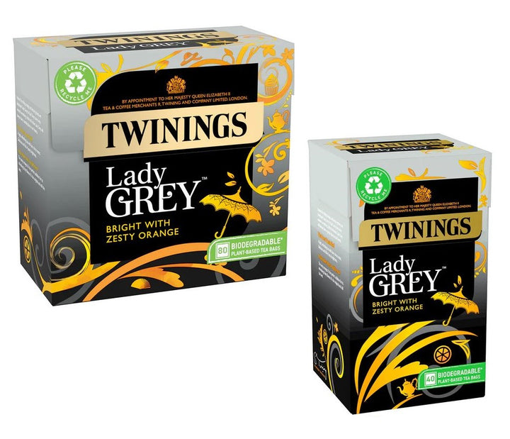 Twinings Lady Grey Tea Bags – Foil Sealed Citrus Black Tea – 40 or 80 Pack