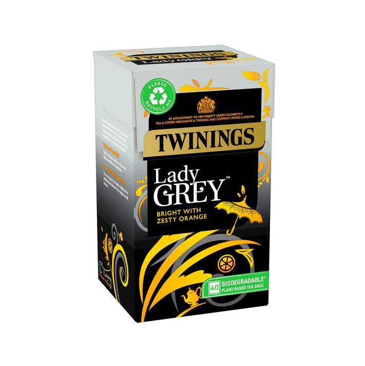 Twinings Lady Grey Tea Bags – Foil Sealed Citrus Black Tea – 40 or 80 Pack