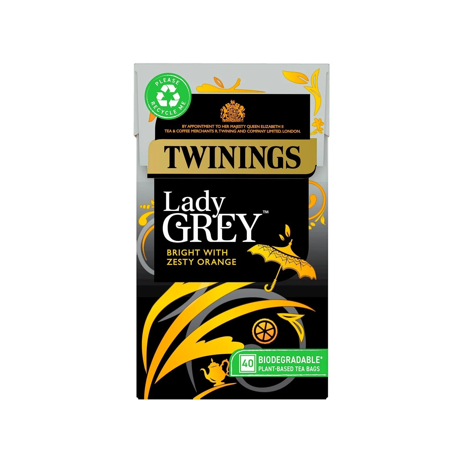 Twinings Lady Grey Tea Bags – Foil Sealed Citrus Black Tea – 40 or 80 Pack