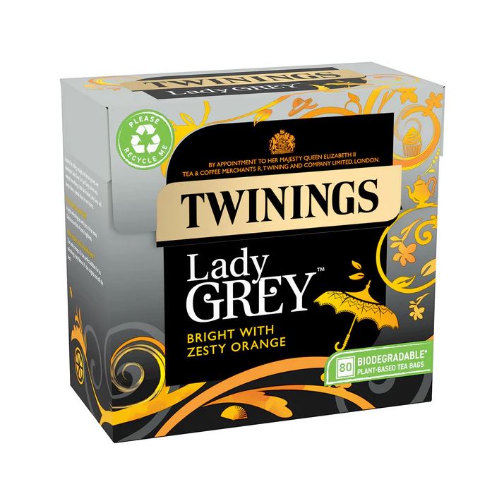 Twinings Lady Grey Tea Bags – Foil Sealed Citrus Black Tea – 40 or 80 Pack