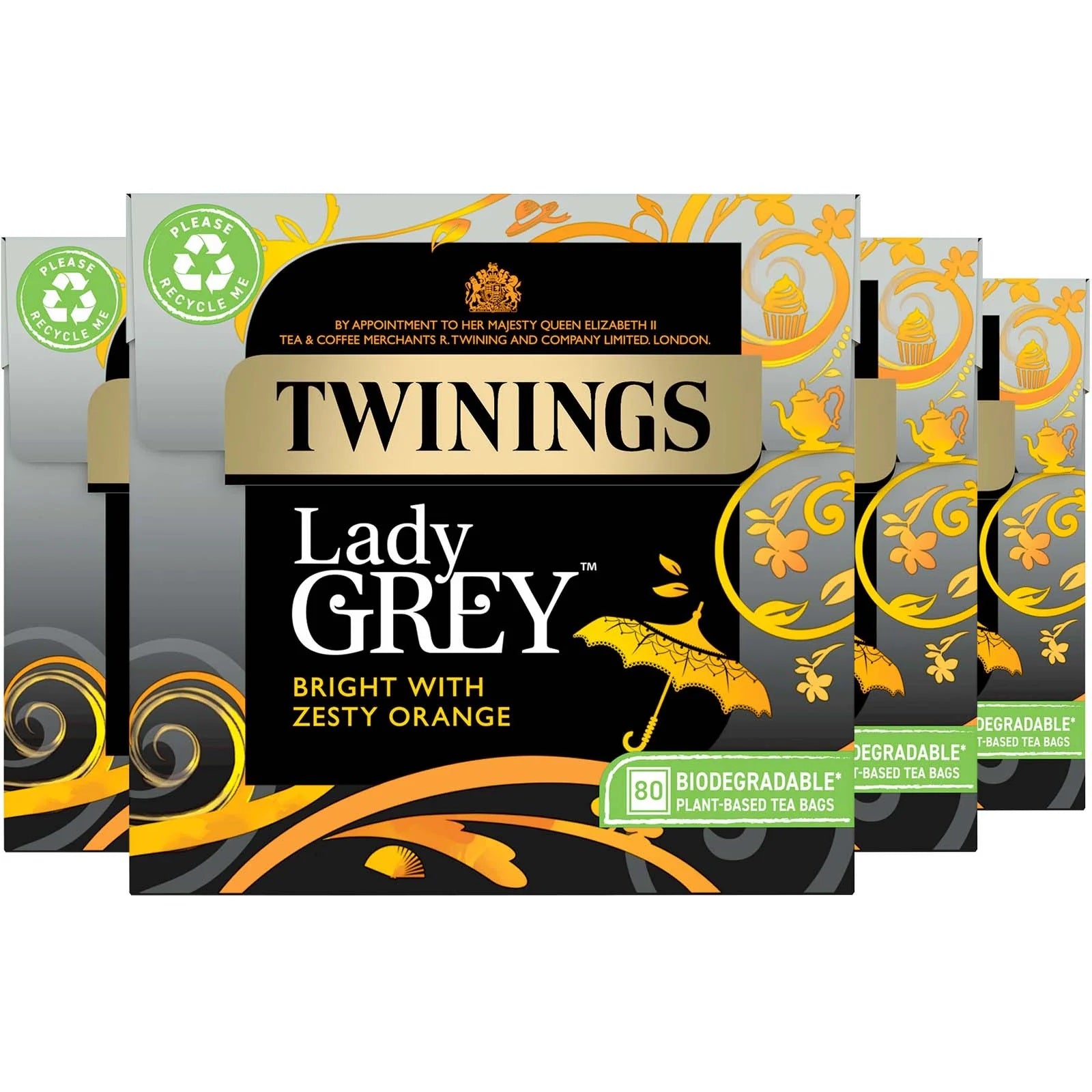 Twinings Lady Grey Tea Bags – Foil Sealed Citrus Black Tea – 40 or 80 Pack