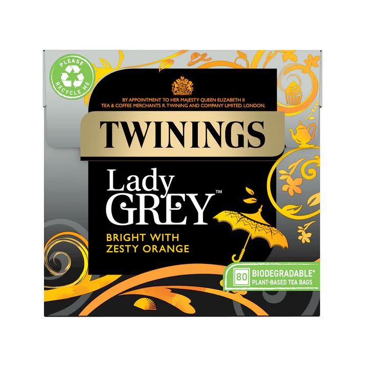 Twinings Lady Grey Tea Bags – Foil Sealed Citrus Black Tea – 40 or 80 Pack