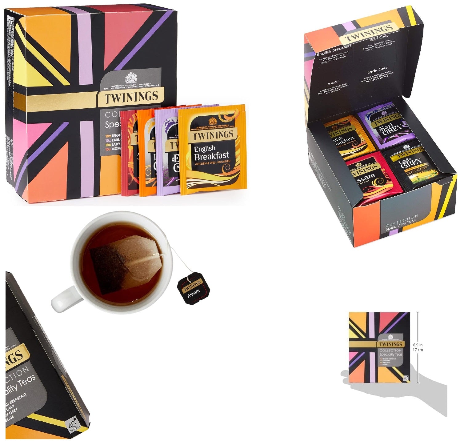 Twinings Special Treats Black Tea Gift Box – 40 Sachets | English Breakfast, Earl Grey, Lady Grey, Assam