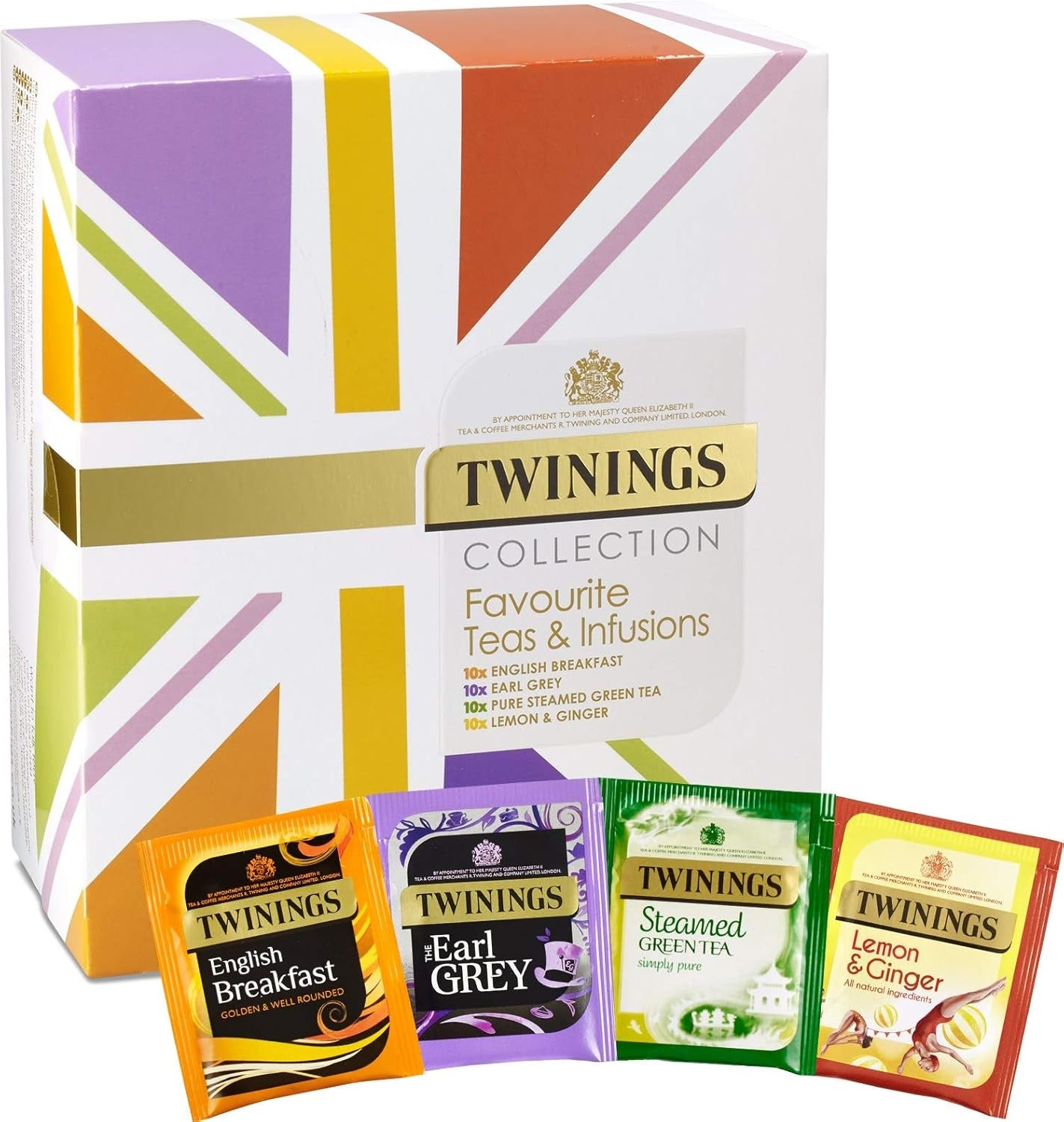 Twinings Favourite Teas & Infusions Gift Box – 40 Sachets | English Breakfast, Earl Grey, Green Tea, Lemon & Ginger
