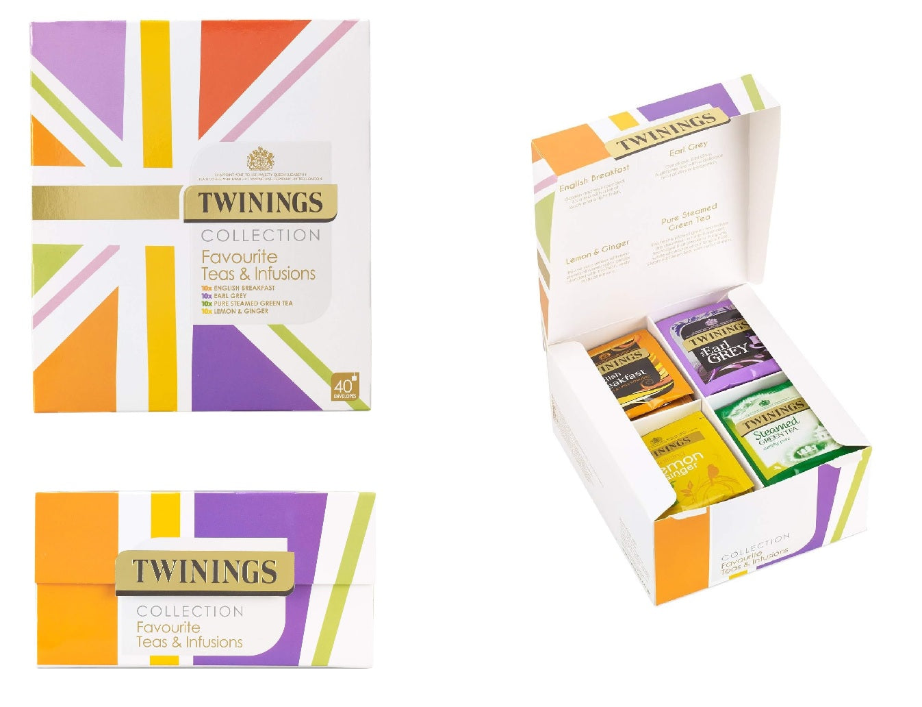Twinings Favourite Teas & Infusions Gift Box – 40 Sachets | English Breakfast, Earl Grey, Green Tea, Lemon & Ginger