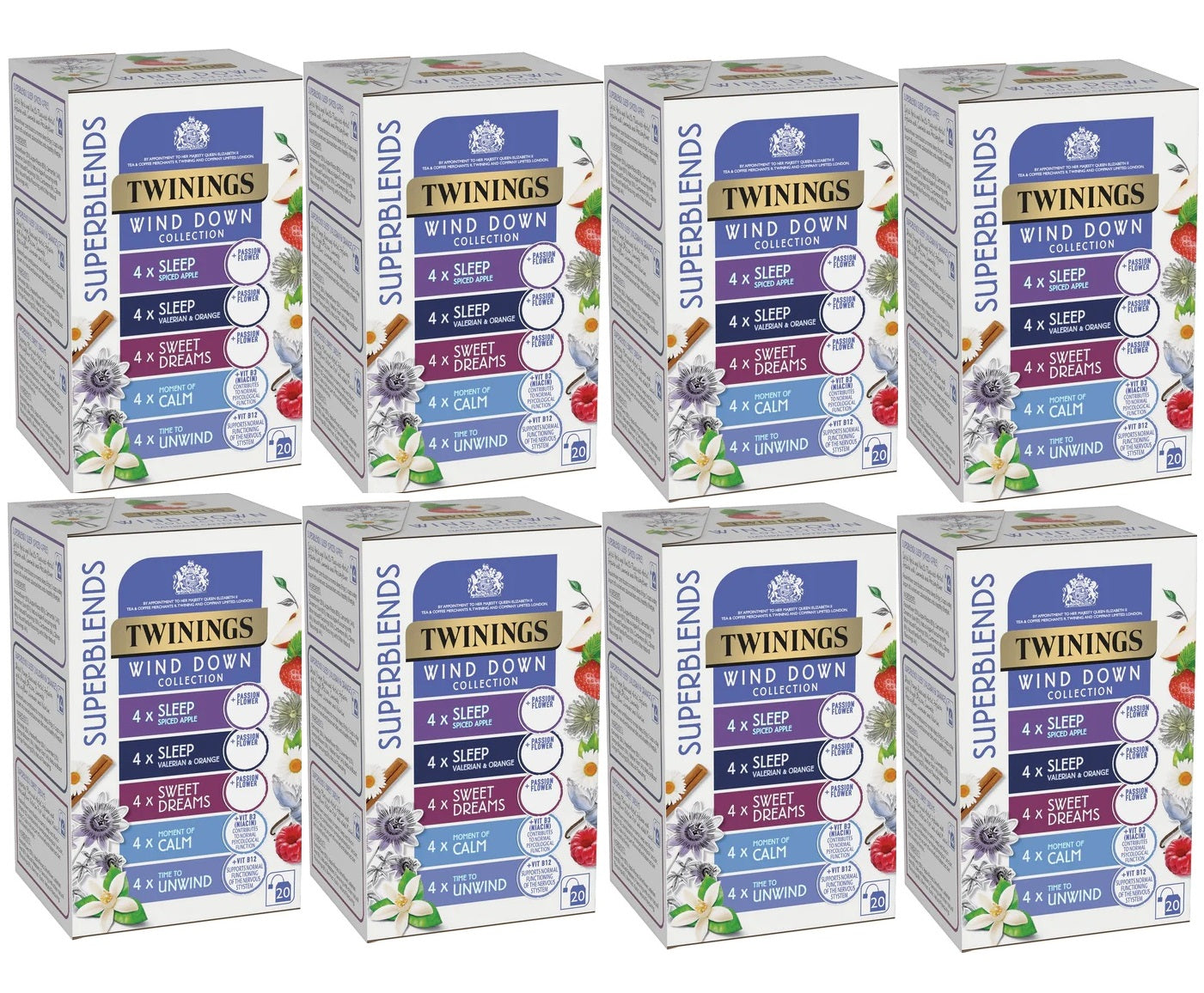 Twinings Superblends Wind Down Collection Individually Enveloped Herbal Tea Bags