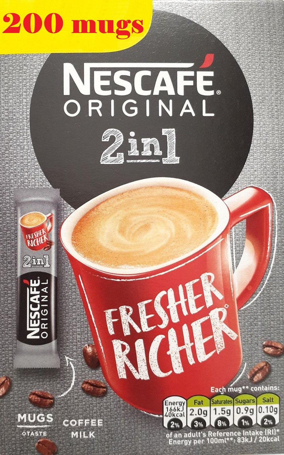 Nescafe 2in1 Original Individual Instant Coffee Sachets, UK AB GROCERIES