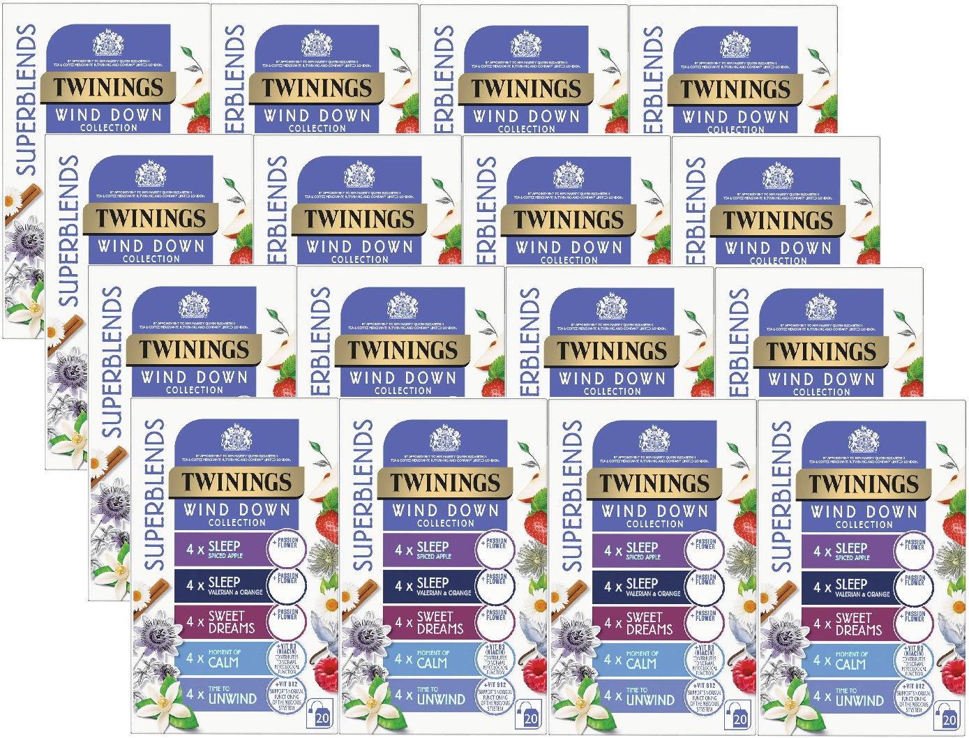 Twinings Superblends Wind Down Collection Individually Enveloped Herbal Tea Bags