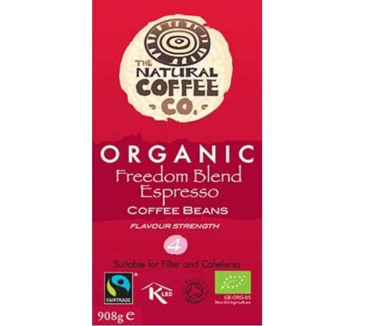 Organic Freedom Espresso Blend Whole Bean Coffee Natural Coffee Fairtrade 908g - AB GROCERIES