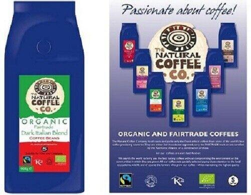 Organic Dark Italian Whole Bean Coffee Natural Coffee Fairtrade 908g, Free Delivery - AB GROCERIES