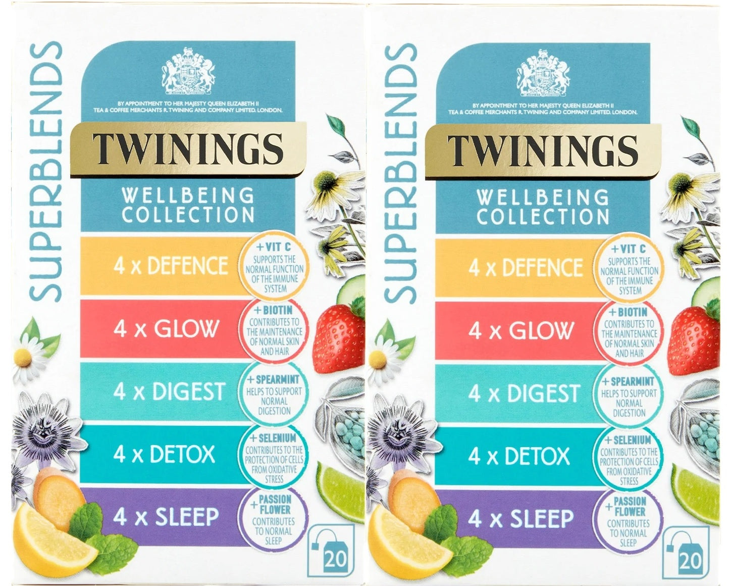 Twinings Superblends Wellbeing Collection Individually Enveloped Herbal Tea Bags