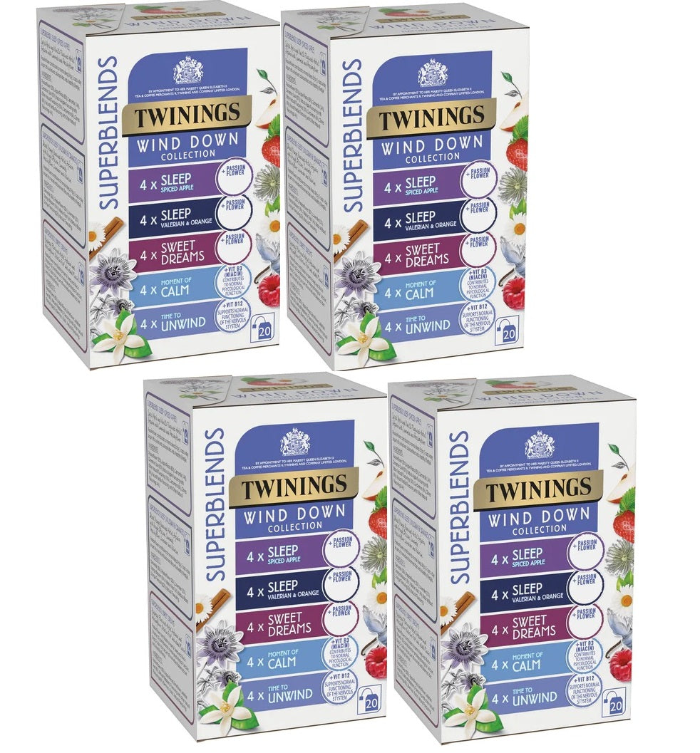 Twinings Superblends Wind Down Collection Individually Enveloped Herbal Tea Bags