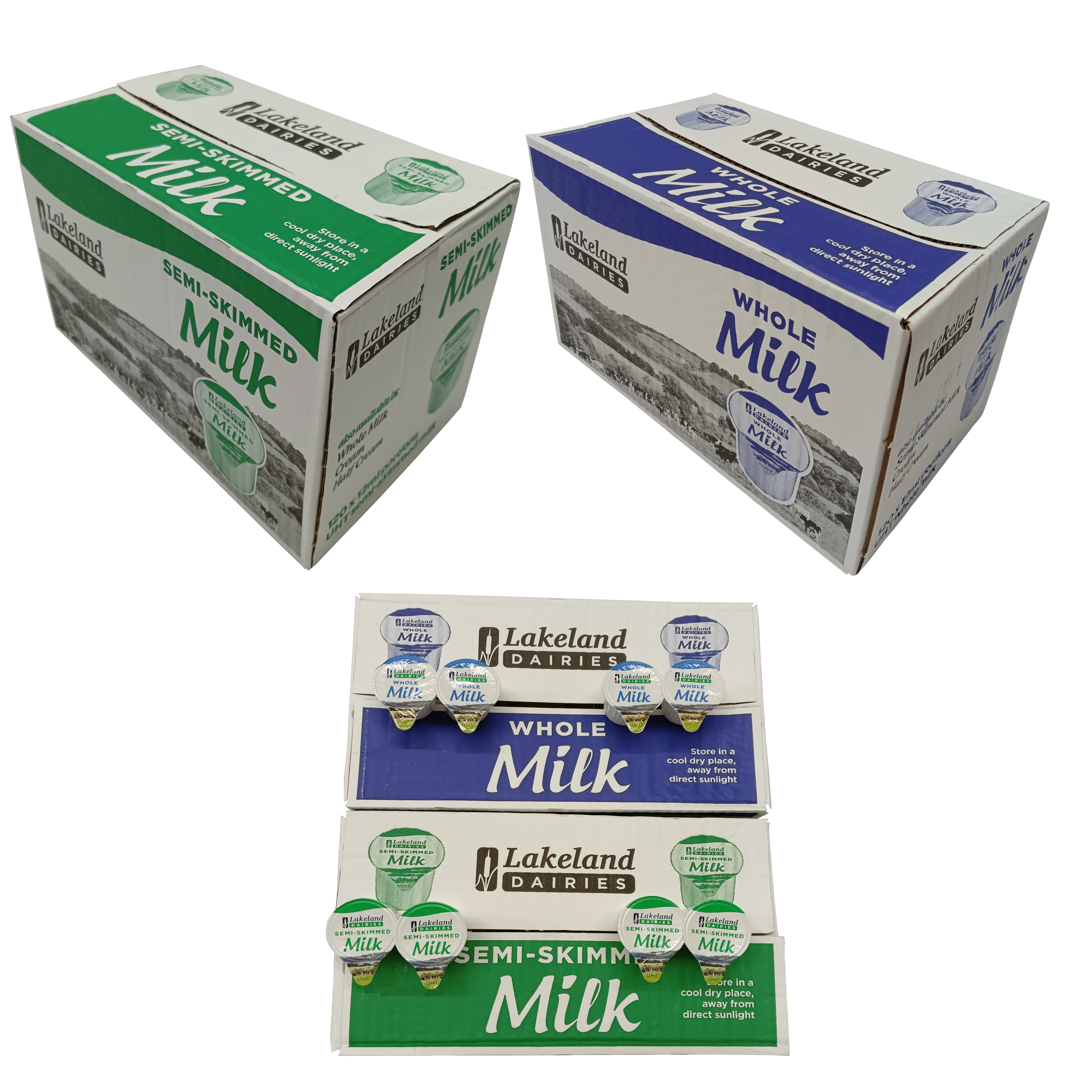 120x Semi Skimmed vs Whole Milk 12ml Pots UHT Long Life Jiggers Portion Lakeland