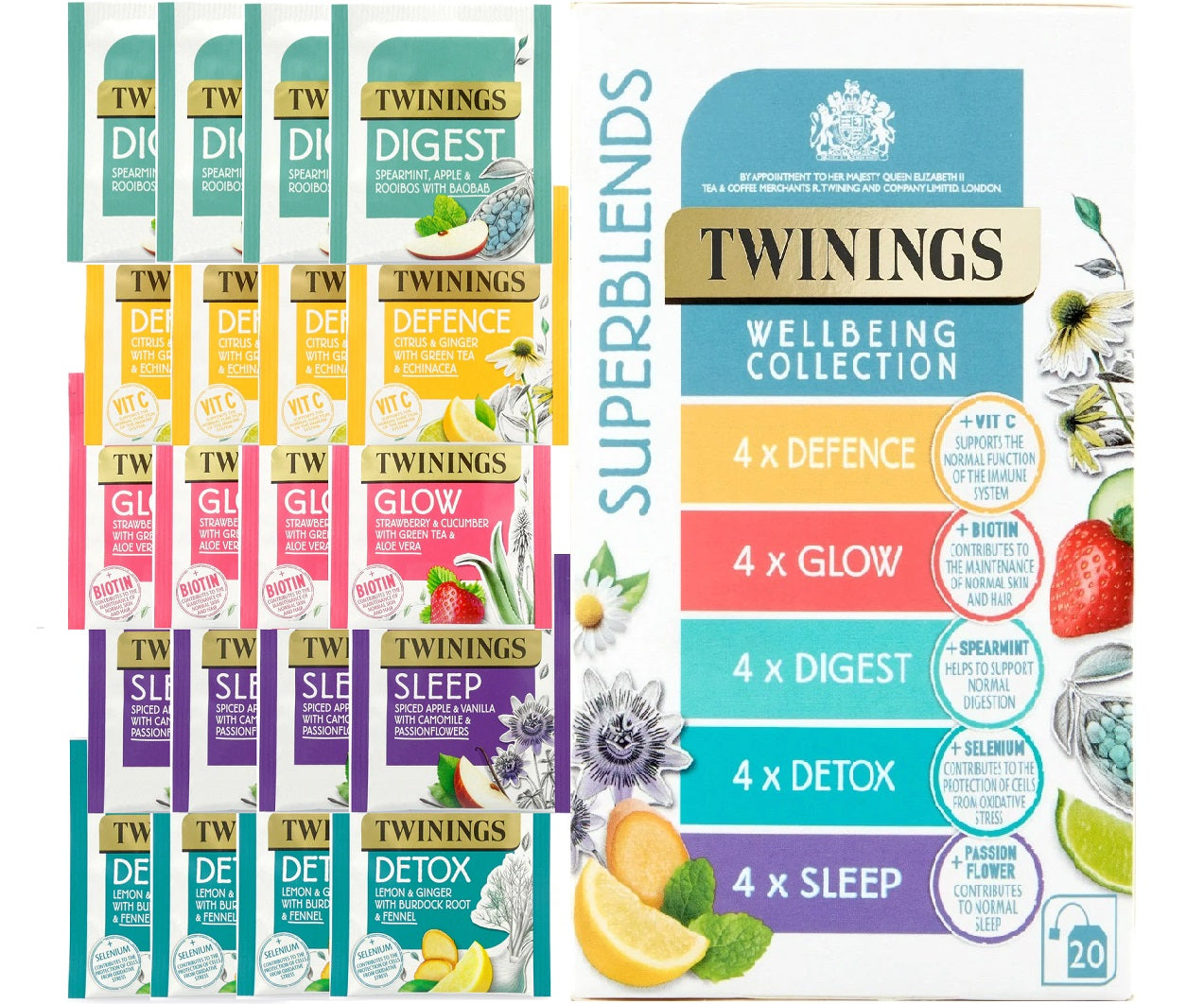 Twinings Superblends Wellbeing Collection Individually Enveloped Herbal Tea Bags