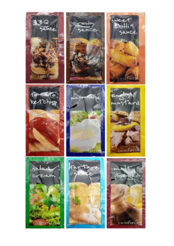 Lichfields Single Individual Sauce Sachets Portion Essential Condiment Mini Pack